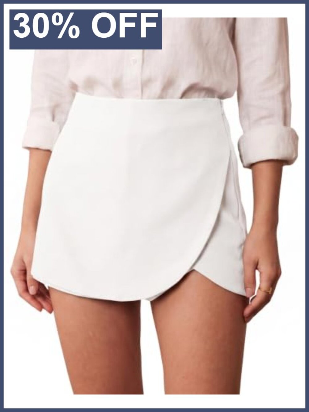 High Waisted Wrap Skort Mini Skorts Polyester Blend Shorts for Women